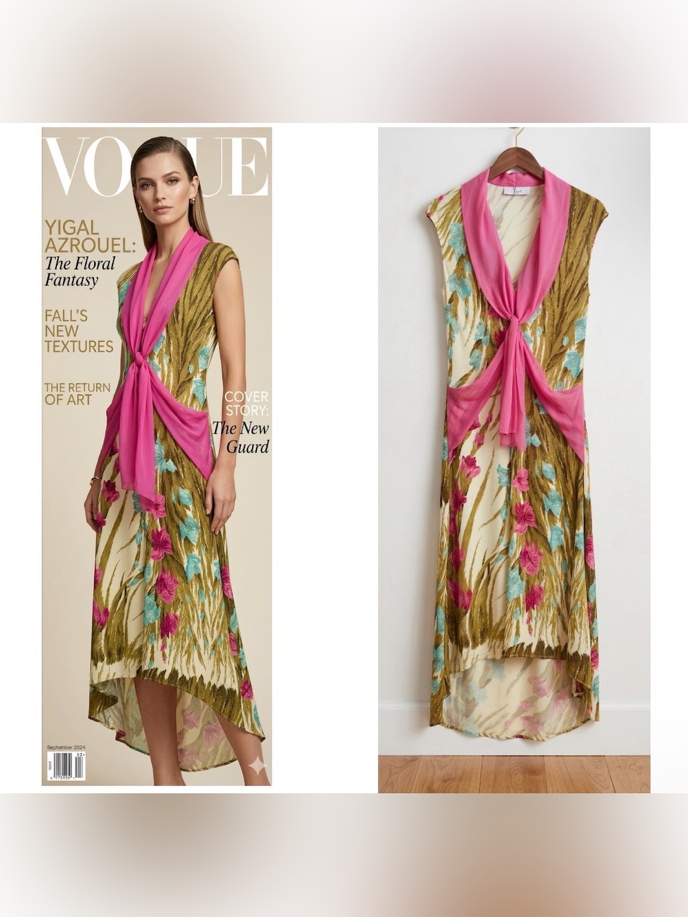 Y By Yigal Azrouel Floral Silk Accent Maxi Dress Sleeveless High-Lo Dress Size 5